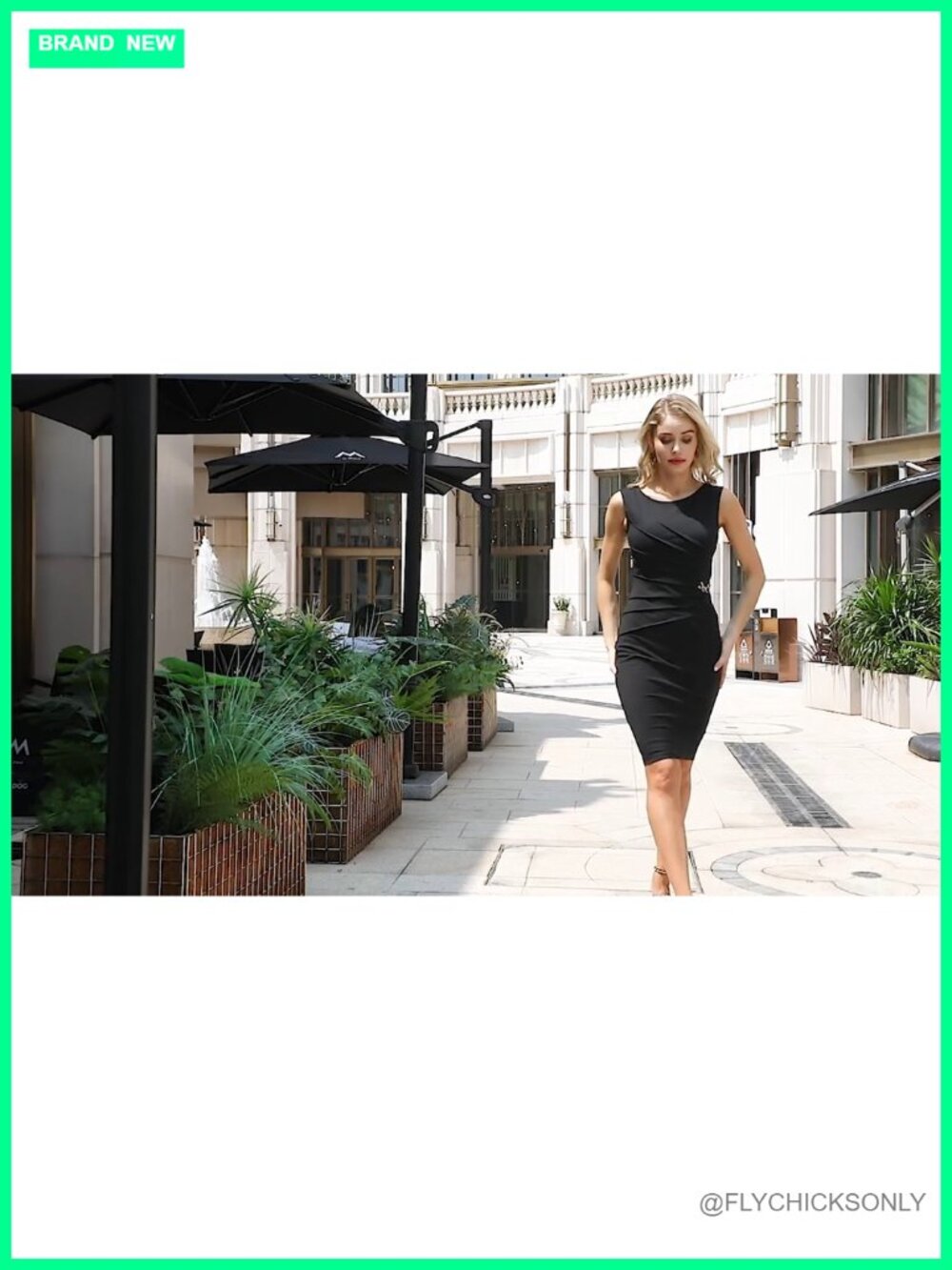 Womens Elegant Ruched Bodycon Dress Sleeveless Sheath Business Office Work - Picture 6 of 6